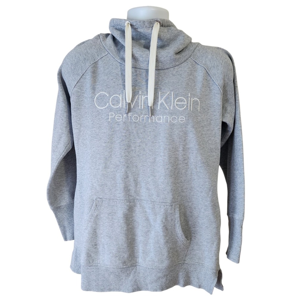 Calvin Klein Performance Hoodie Women's Large Gray Pullover Sweatshirt Logo L